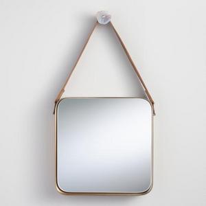 Brass Metal Mirror with Leather Strap