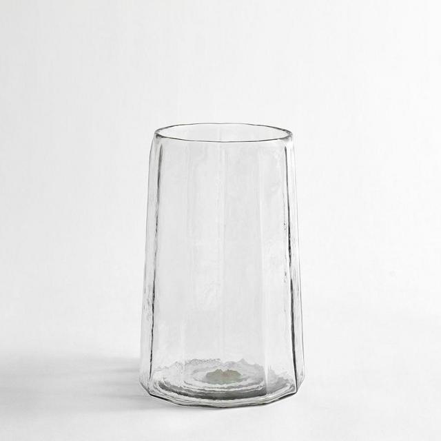Hammered Café Recycled Hurricane Candleholder, Small, 10.75"H - Clear