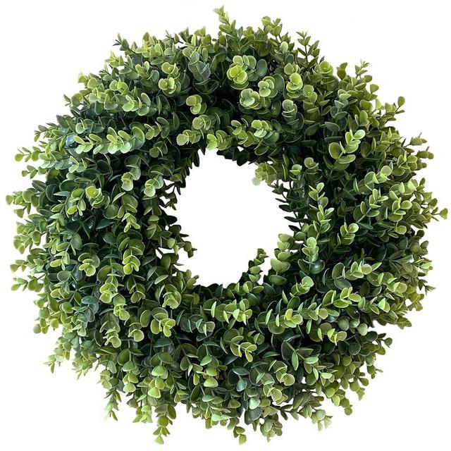 IPLNTS 20” Wreaths for Front Door,Spring and Summer Eucalyptus Wreath,Outdoor Green Door Wreath for All Seasons Porch Living Room Bedroom Window Wall Indoor Outdoor Farmhouse Home Decoration