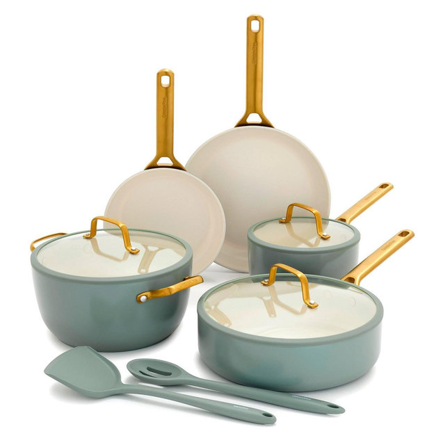GreenPan 10pc Reserve Pro Ceramic Nonstick Cookware Set Moss