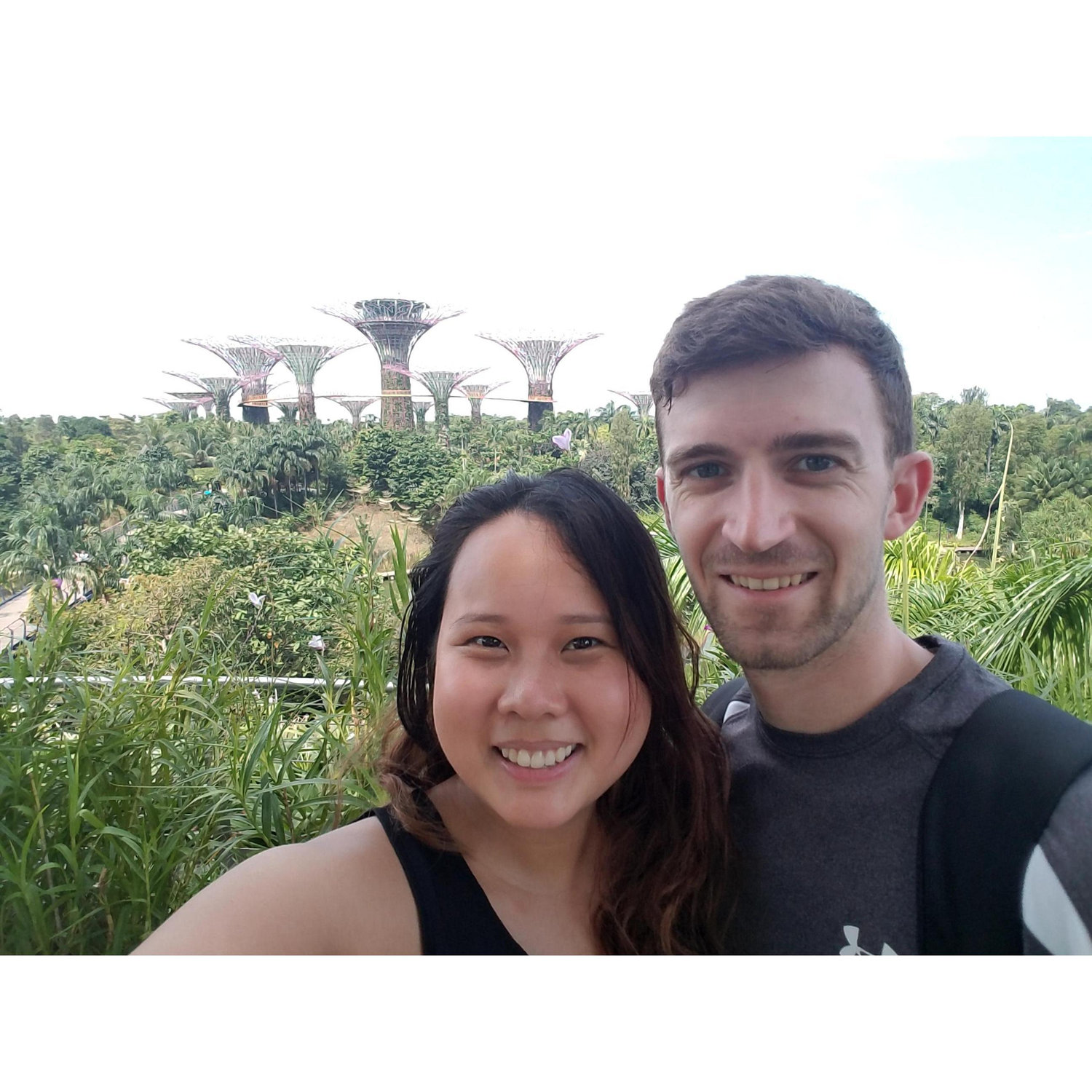 Sweaty pwets. 150% humidity. One of our hottest days ever! Tropical sweat glands on overdrive. Gardens by the Bay, Singapore 2017