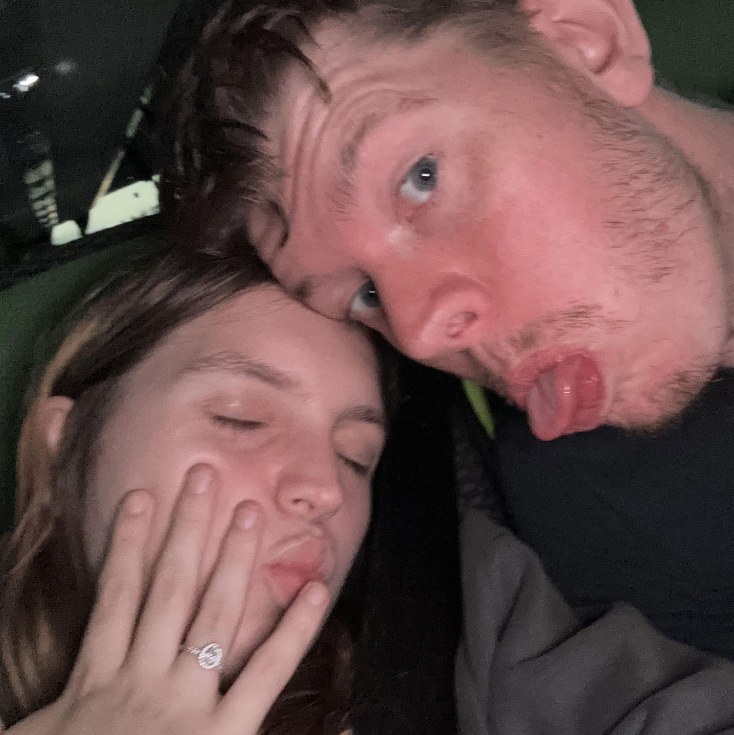 On a coach back from cardiff , our little engagement break and concert