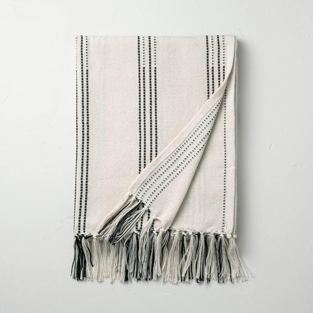 Stitch Stripes Summer Fringe Throw Black/White - Hearth & Hand™ with Magnolia