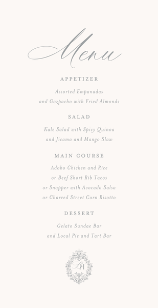 Lockwood | Pewter Gray | Zola Wedding Menus