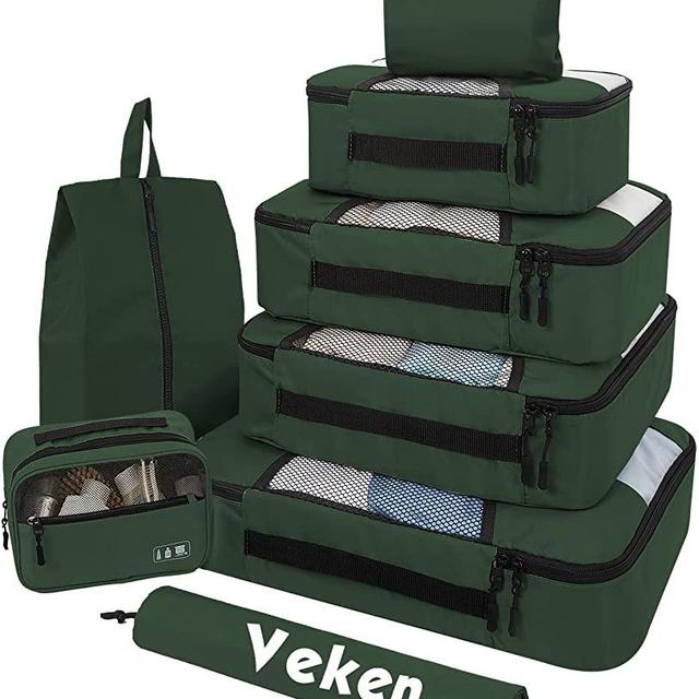 8 Set of Various Colored Packing Cubes for Carry on Suitcase in 4 Sizes(Extra Large, Large, Medium, Small), Veken Suitcase Organizer Bags Set for Travel Essentials Travel Accessories, Travel Bags Organizer for Luggage