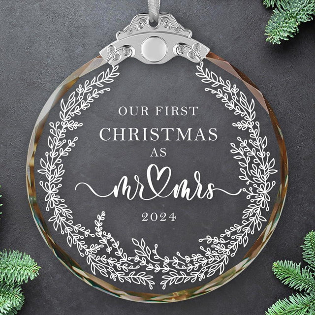 Wedding Gifts for Couples 2024 - Mr and Mrs Gifts - Wedding Registry Gifts Ideas - Wedding Gifts for Newlyweds, Bride - Bridal Shower Gifts for Bride - First Christmas Married Ornament 2024 Crystal