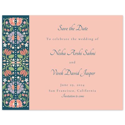 Peach Blush, Pink Wedding Digital Save the Date - Suraya Landscape