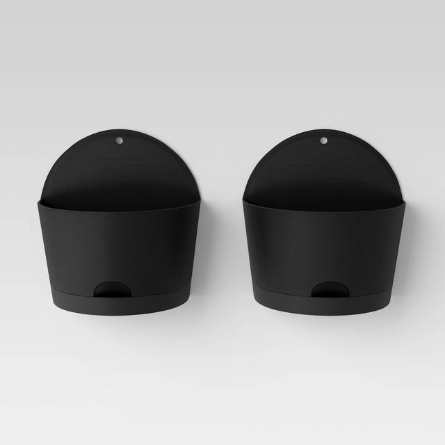 2pk Indoor/Outdoor Half-Circle Self-Watering Wall Planters Black - Room Essentials™