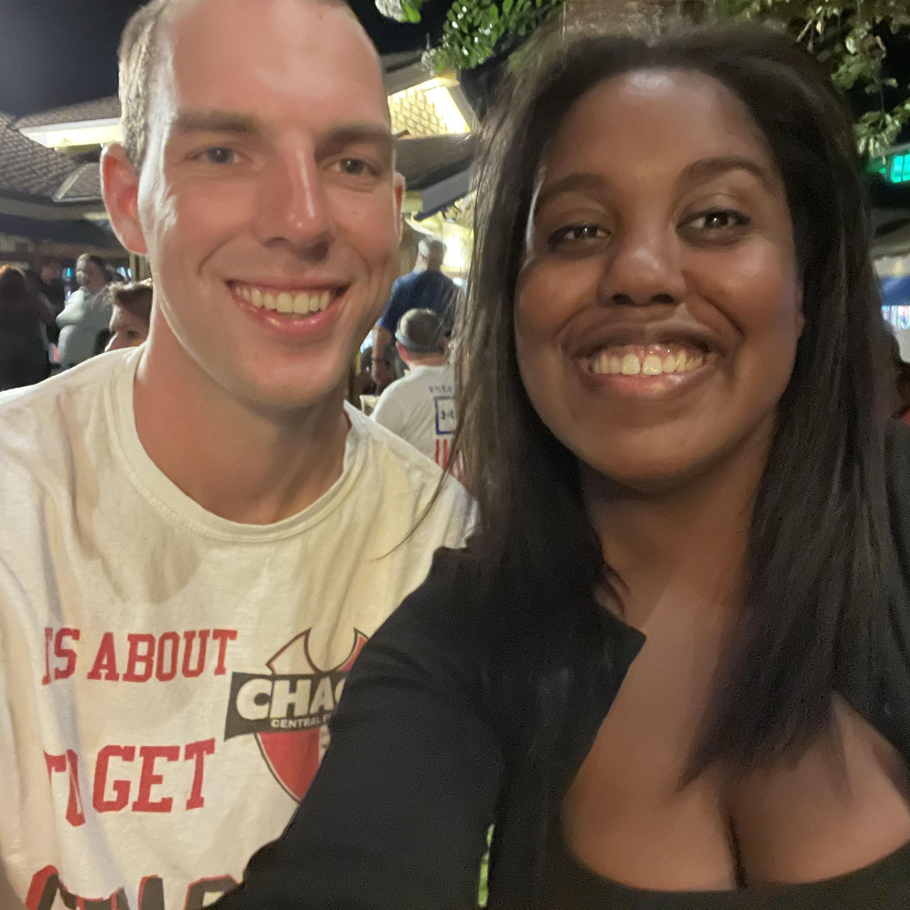 Brooks and Danyla celebrating Danyla's birthday at Disney Springs