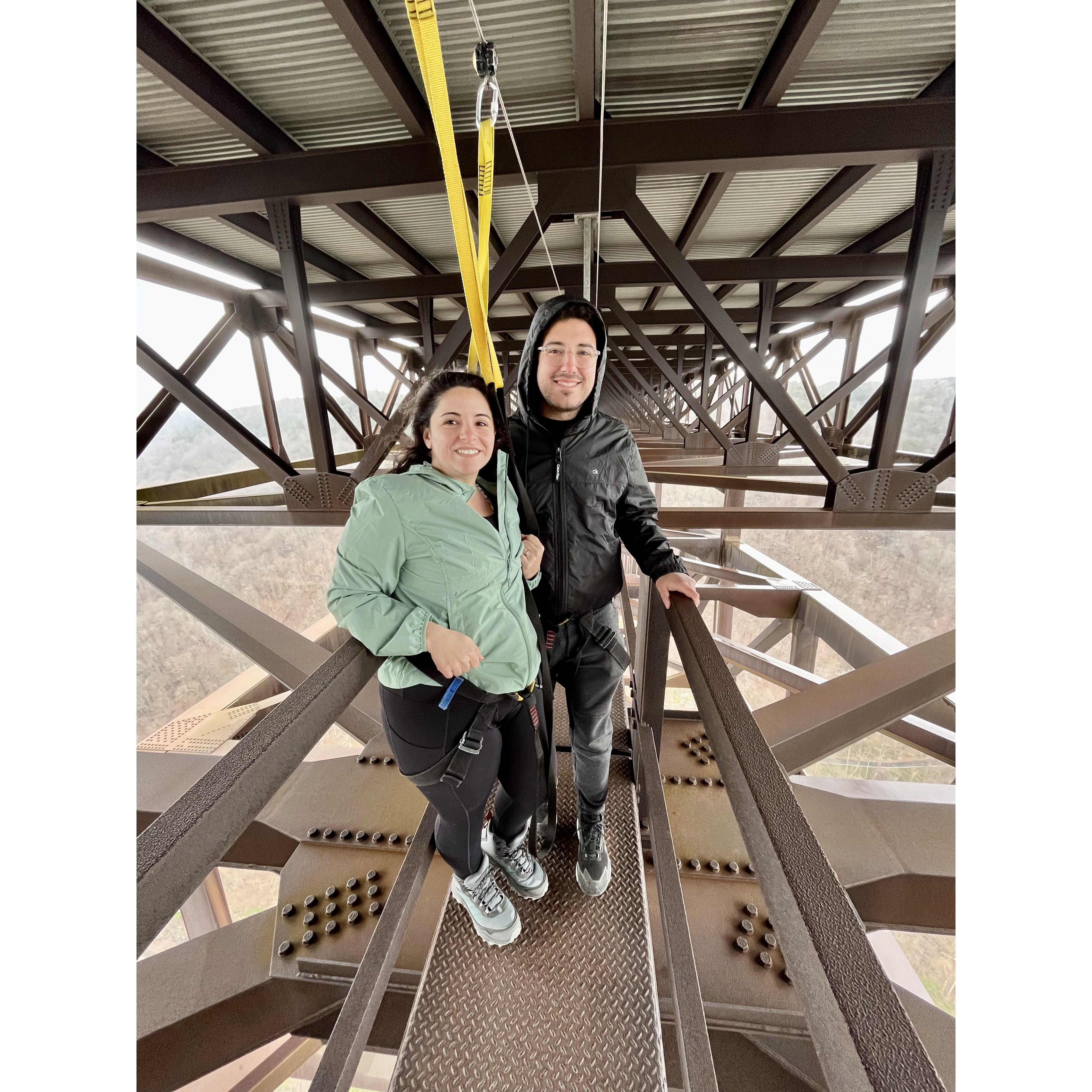 Marisa and Joe under the New River Gorge bridge in West Virginia. 
March 31, 2023