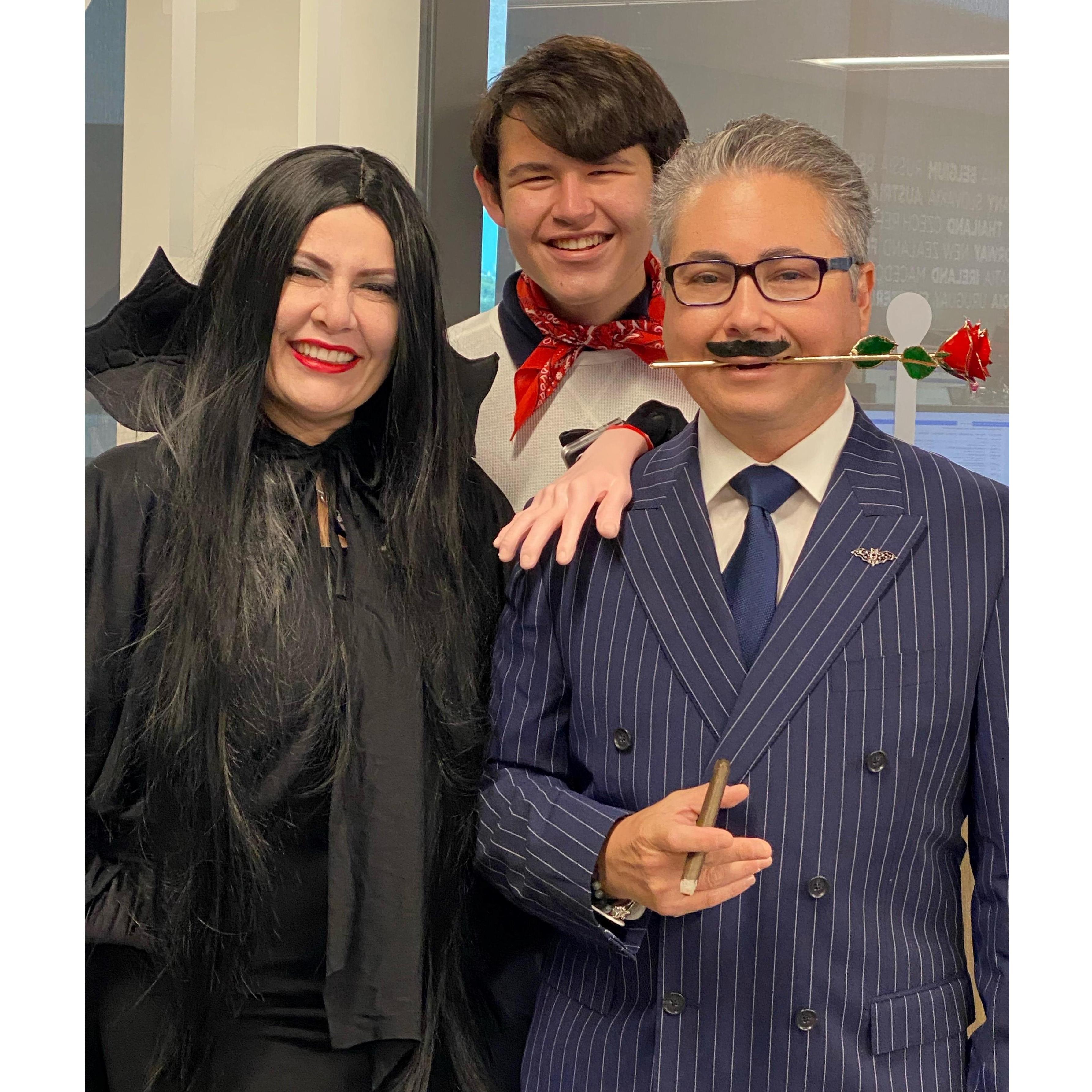 Gomez and Morticia Addams ... and Fred from Scooby Doo.