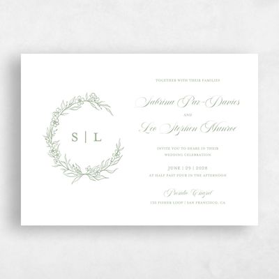 Sage, Green Wedding Invitation - Goundry Landscape Letterpress