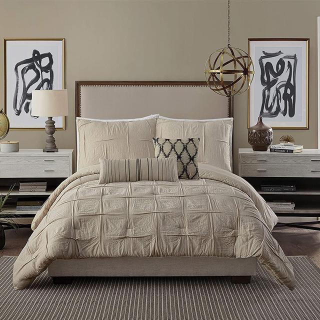 Ayesha Curry Natural Instincts Double Cloth Comforter, King, Linen