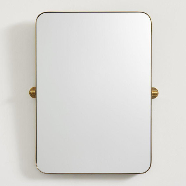 Lenox Rectangular Pivot Mirror, Tumbled Brass