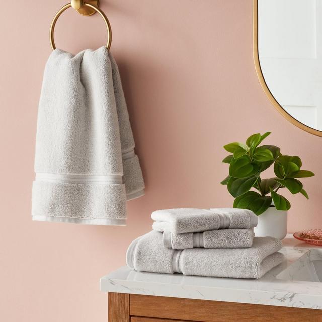 4pk Spa Plush Washcloth Set Light Gray - Threshold™