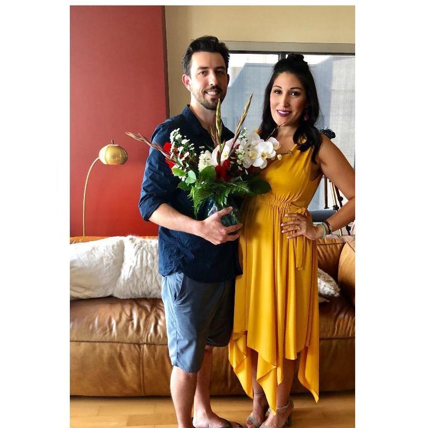 Michael surprised me with flowers at the baby shower Mirna hosted for me!