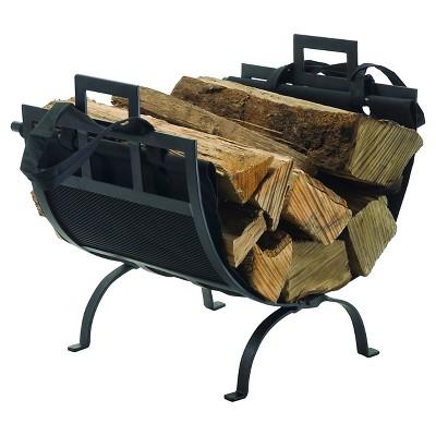 Pleasant Hearth Log Holder with Canvas Tote - Black