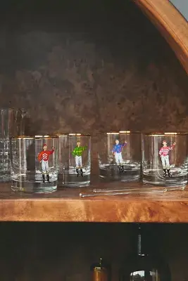 Pomegranate Double Old Fashioned Jockey Glasses, Set of 4