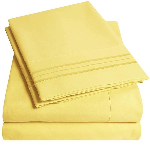 1500 Supreme Collection Bed Sheet Set - Extra Soft, Elastic Corner Straps, Deep Pockets, Wrinkle & Fade Resistant Hypoallergenic Sheets Set, Luxury Hotel Bedding, King, Yellow