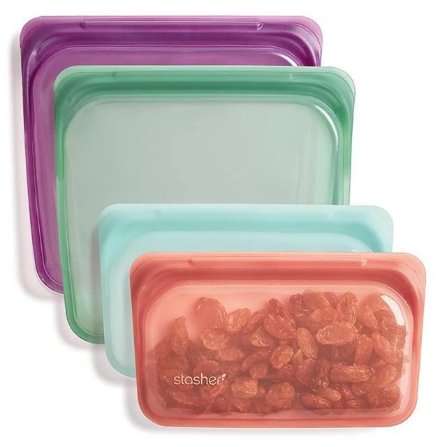 Stasher Platinum Silicone Food Grade Reusable Storage Bag, Mojave (Bundle 4-Pack Large) | Reduce Single-Use Plastic | Cook, Store, Sous Vide, or Freeze | Leakproof, Dishwasher-Safe, Eco-friendly
