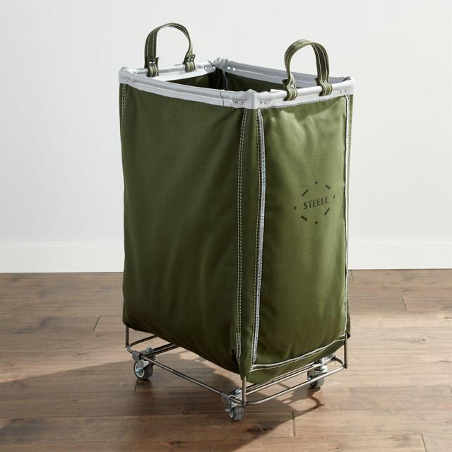 Steele ® Olive Vertical Canvas Laundry Bin