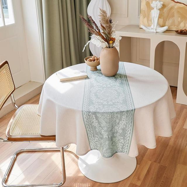 IVAPUPU Round Tablecloth 60 inch Tablecloths Cotton Linen Waterproof Wrinkle Free Table Cover for Kitchen Dining Table Cloth for Tables Farmhouse Holiday Camping
