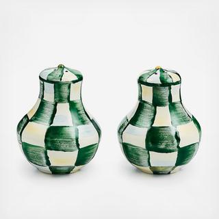 Emerald Check Steel Salt & Pepper Shakers