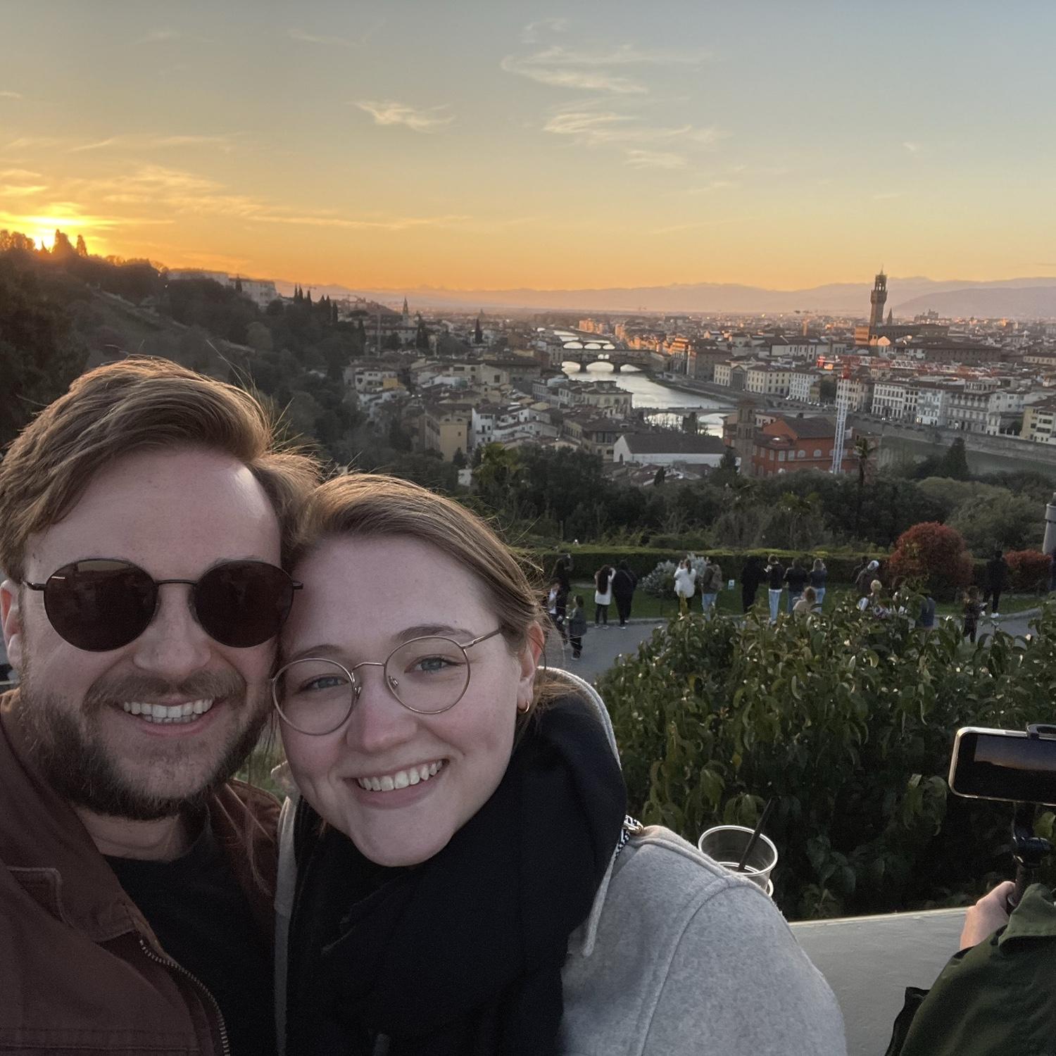 Florence, March 2023. Sunset at the Piazzale Michelangelo
