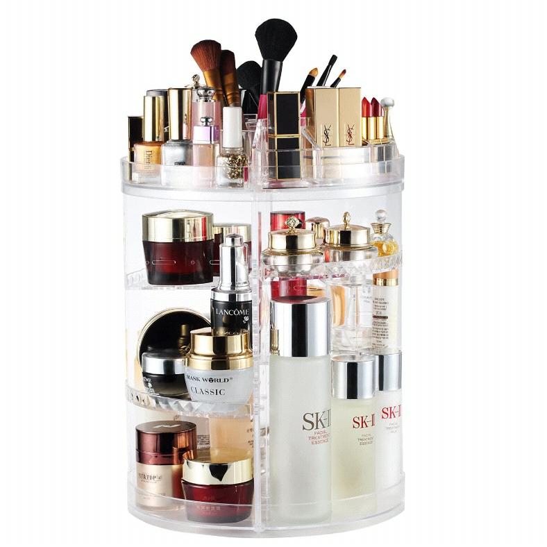 Makeup Organizer, 360 Degree Rotating Adjustable Cosmetic Storage Display Case with 8 Layers Large Capacity, Fits Jewelry,Makeup Brushes, Lipsticks and More, Clear Transparent