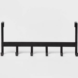 Large Over the Door Hook 6 Hooks Matte Black - Brightroom™: Steel, No Assembly, Powder-Coated Finish, Towel & Hat Storage
