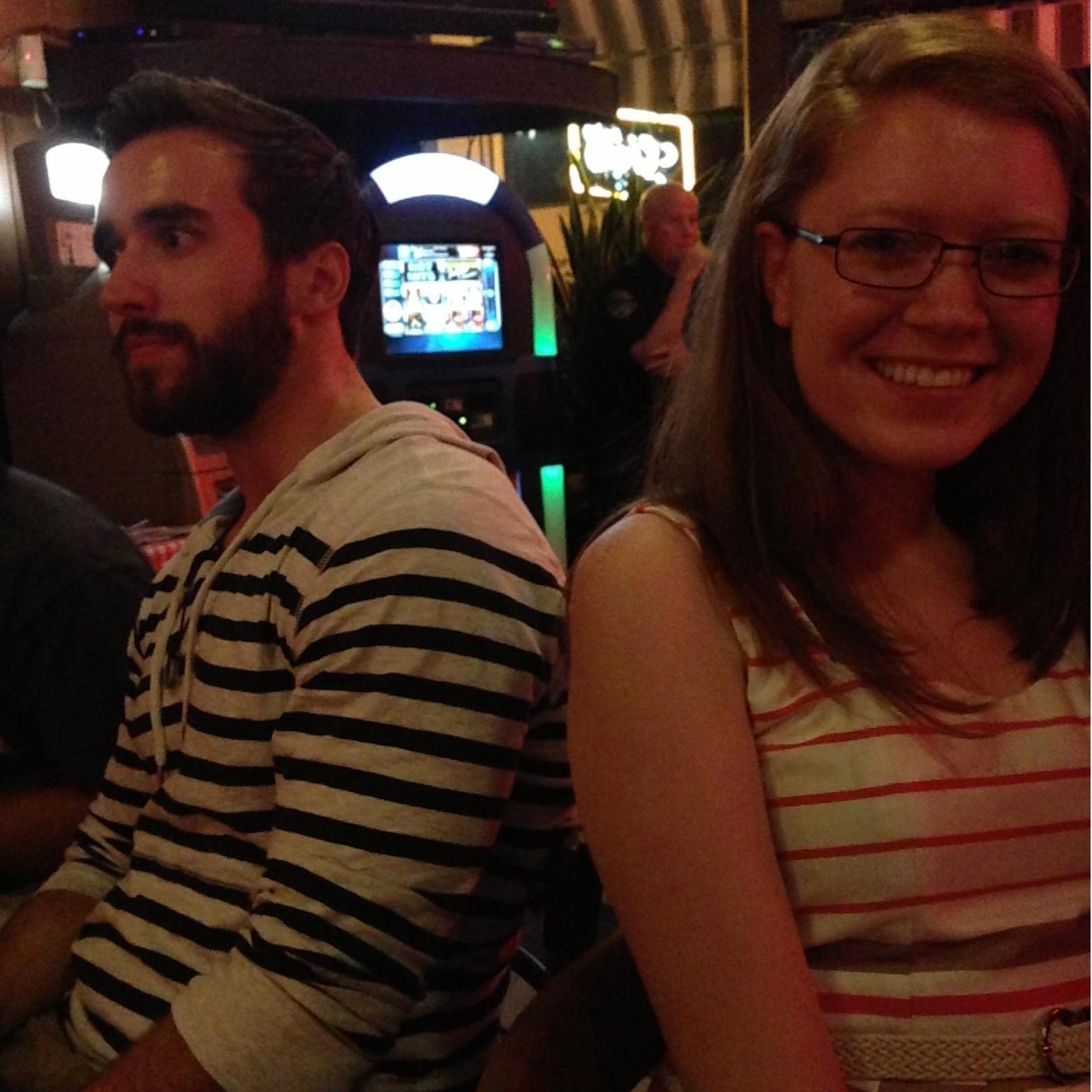 Our first photo together, Neill had no idea!