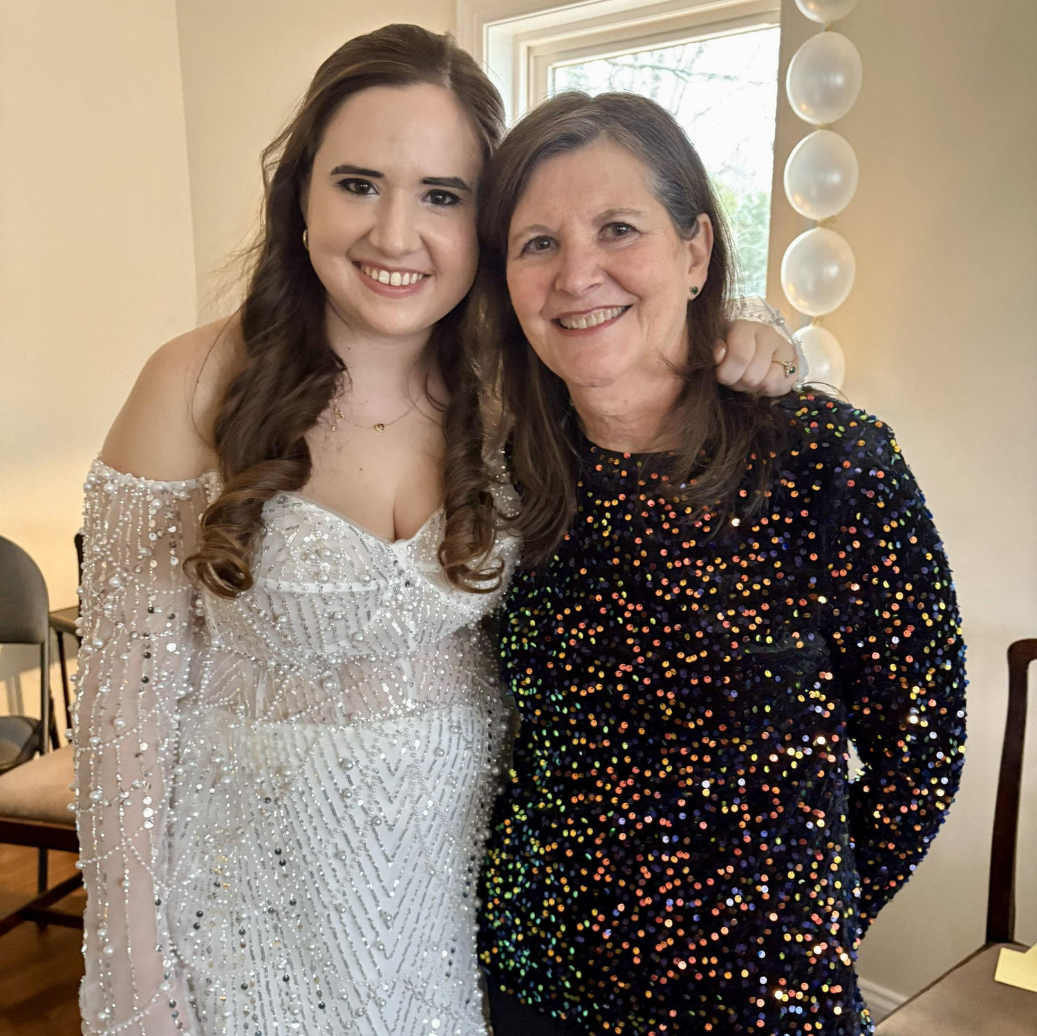 Grace and future Mother In Law Vickie sparkling at the Bridal Shower