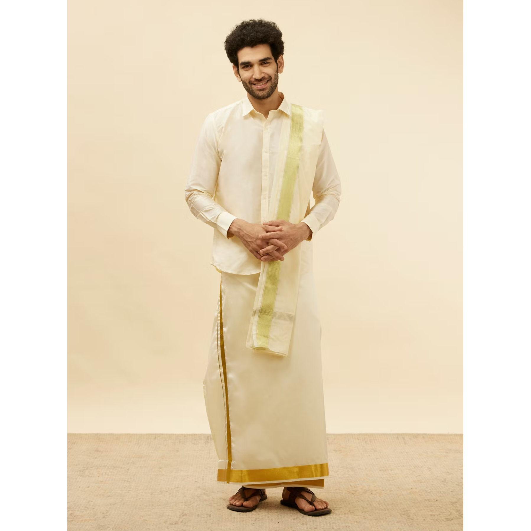 Dhoti & a white shirt (for the guys for the wedding day)
