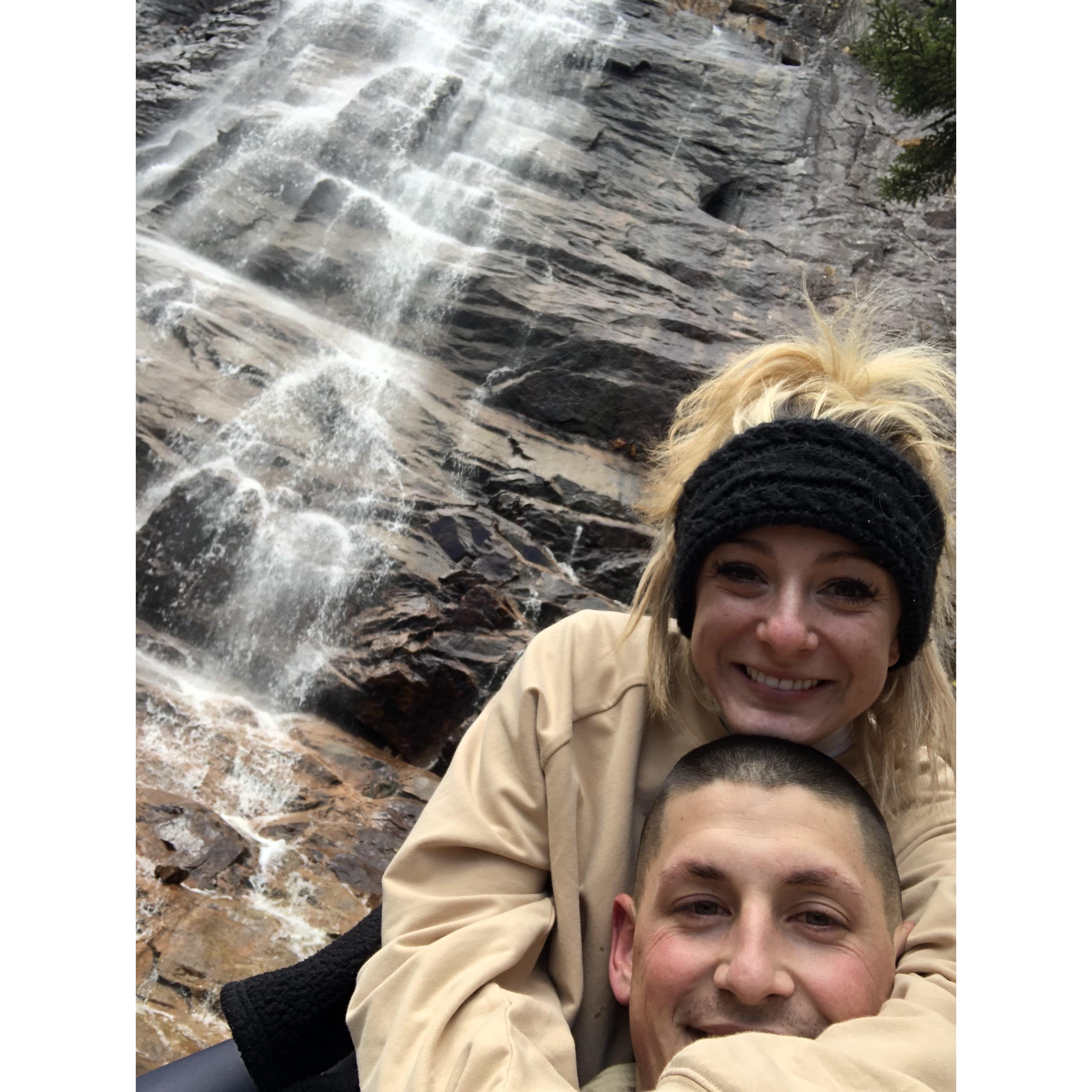 Hugs by the waterfall!