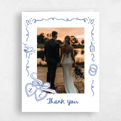 Blue Whimsical Wedding Thank You - Gilda Photo
