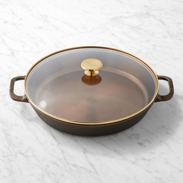 Smithey Seasoned Cast Iron Dual Handle Skillet,14in with Lid