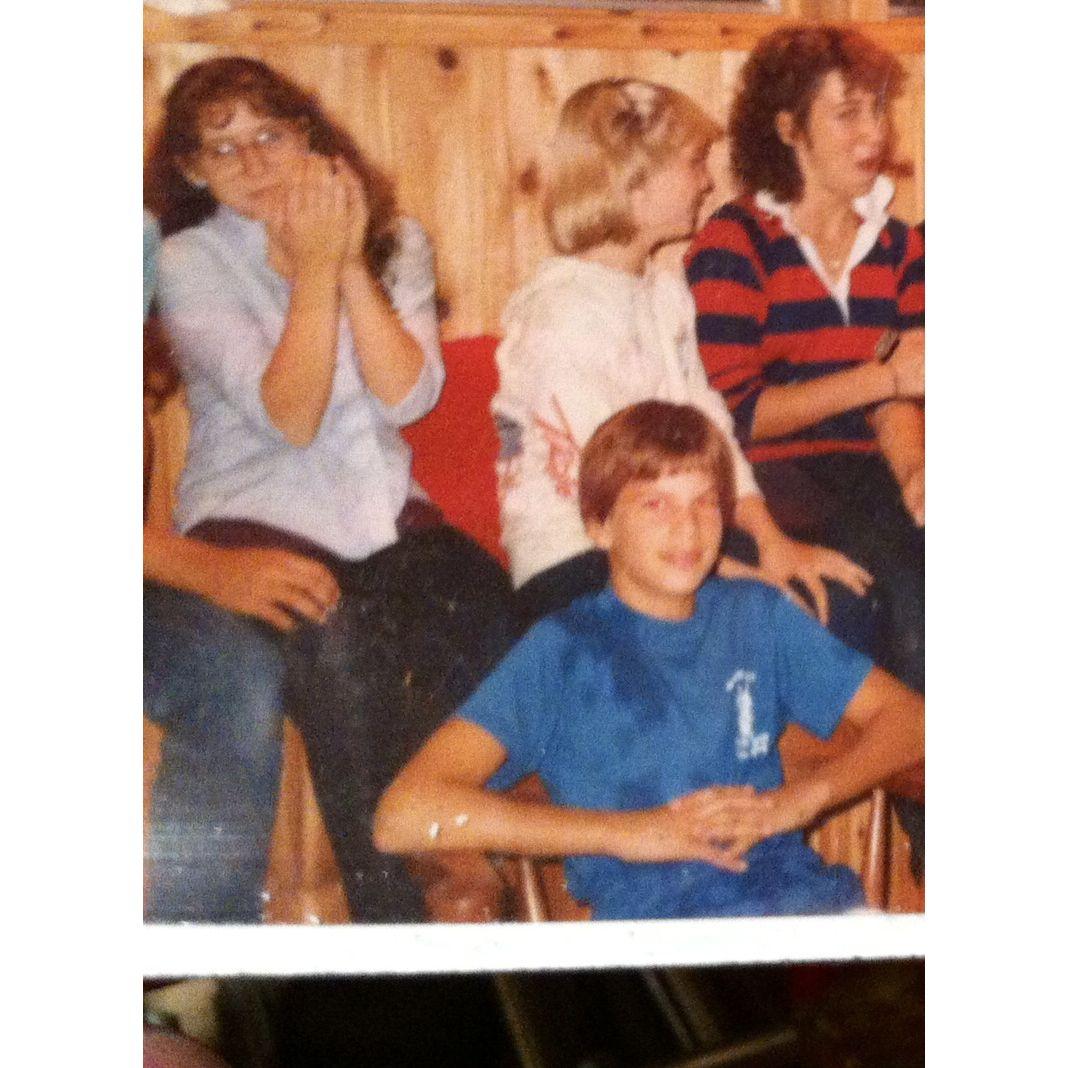 Ha! 1982 in Dan Butzbaugh's basement, 7th grade party. Sandie whispering something about Roccy sitting in front of her ;). Also pictured, Renee Boomer Borah and Dana Humes.