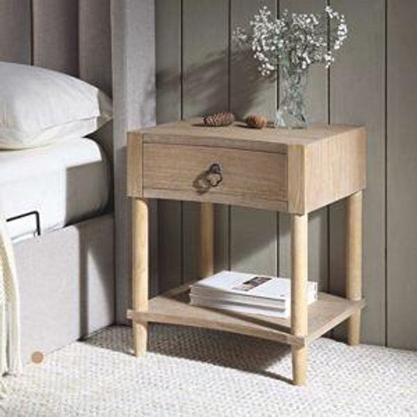 Thalia Concave 1 Drawer Nightstand, Natural