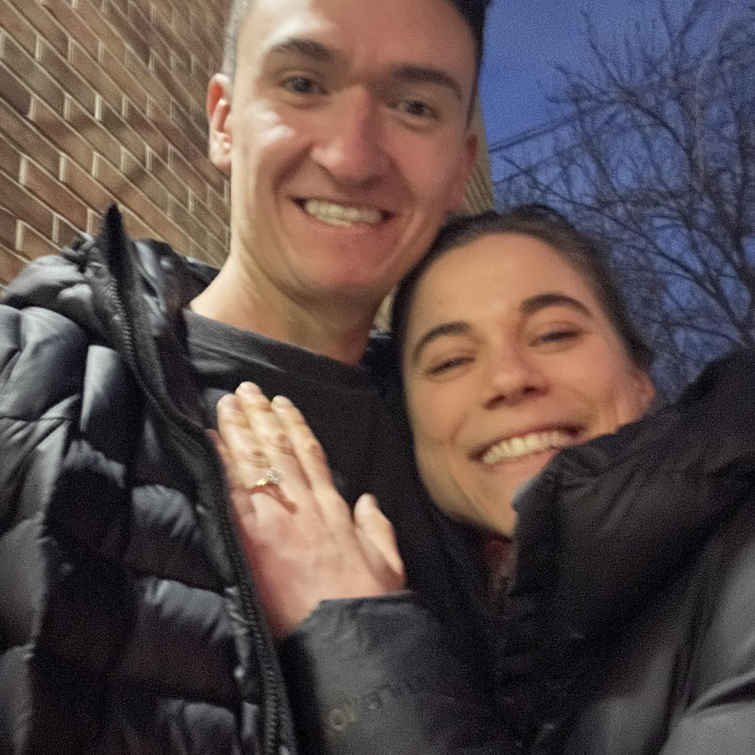 Selfie before first dinner as an engaged couple