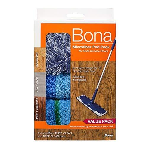 Bona Multi-Surface Floor Microfiber Cleaning Pads, 3 Pack