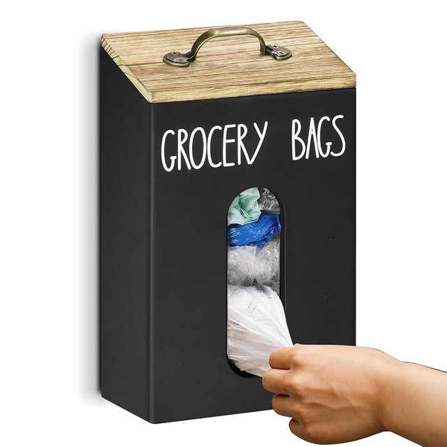 Farmhouse Grocery Bag Holder for Plastic Bags,Plastic Bag Holders for Grocery Bags,Bag Holder for Plastic Bags Groceries Store with Lid,Plastic Bag Holder Under Sink for Kitchen Storage Organization