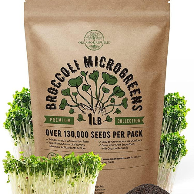Broccoli Sprouting & Microgreens Seeds - Non-GMO, Heirloom Sprout Seeds Kit in Bulk 1lb Resealable Bag for Planting & Growing Microgreens in Soil, Coconut Coir, Garden, Aerogarden & Hydroponic System.