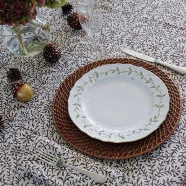 Casa Bombon Flora Chocolate Tablecloth