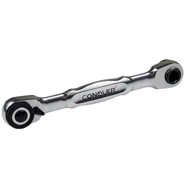 CONQUER Mini Combo Dual Ratchet Socket with 1/4" Square Drive and Bit Drive High Torque 72-Tooth Gear Head and Spin Disk