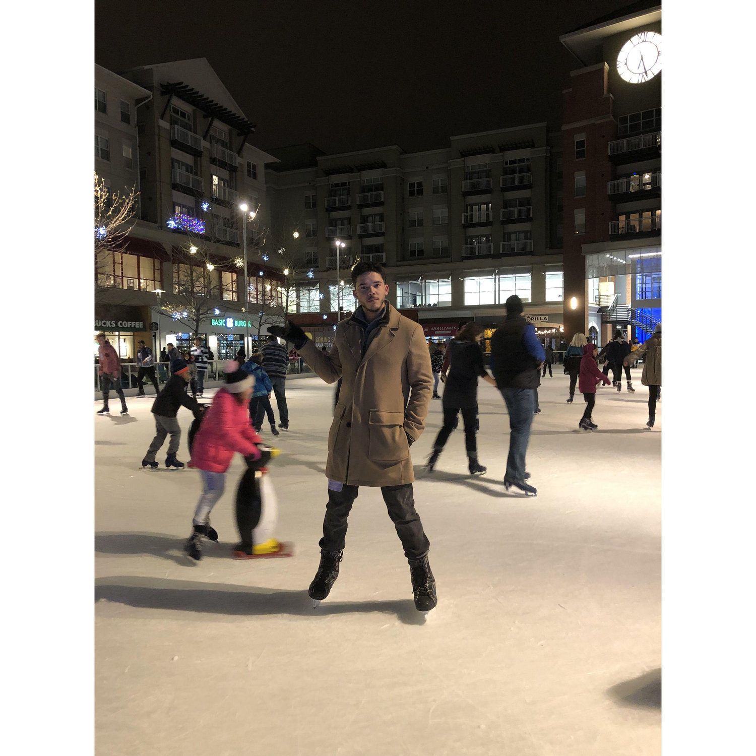 Ice Skating across the street from our first apartment together