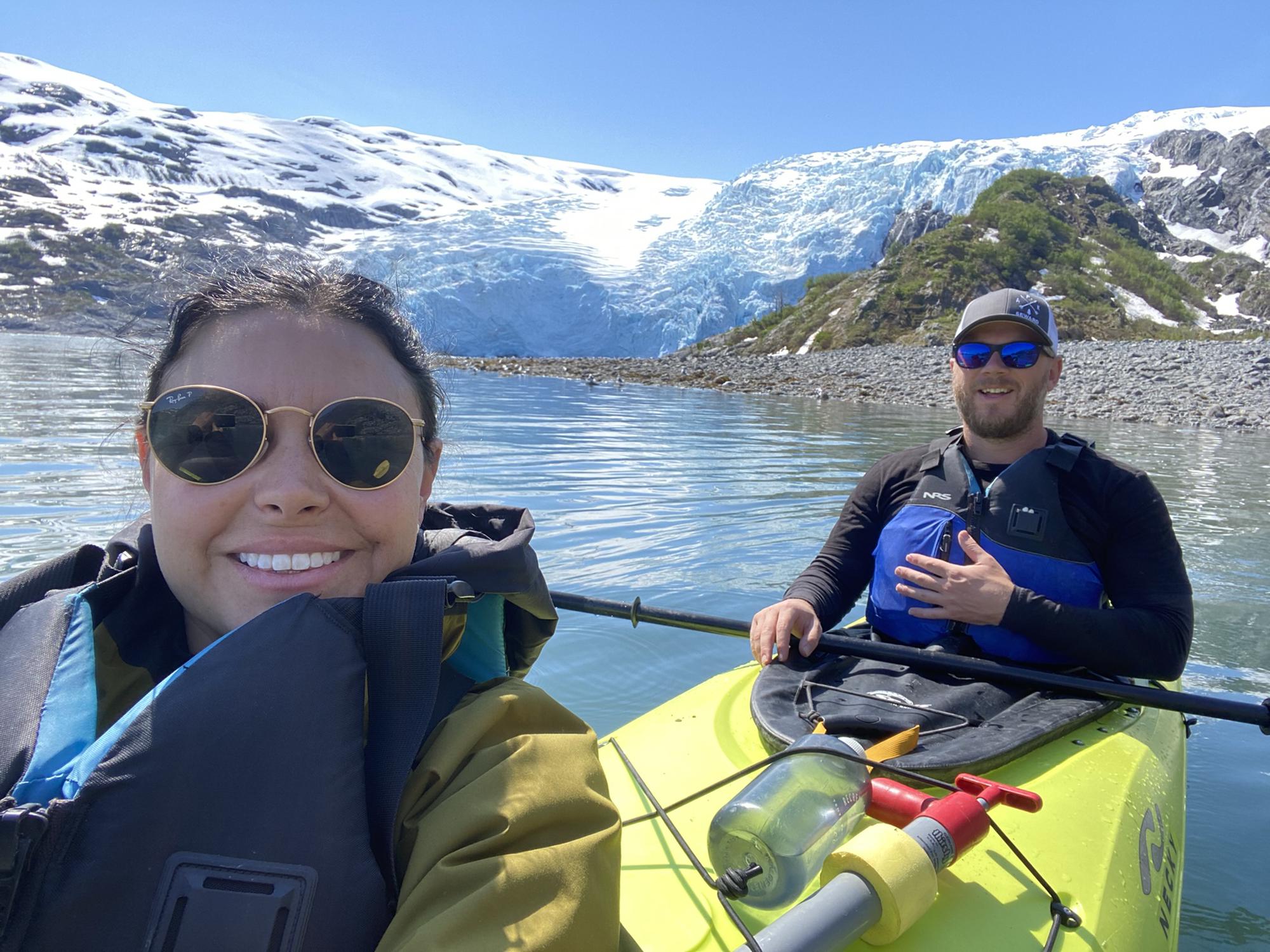 Kayaking to a glacier in Alaska