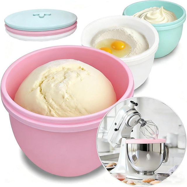 5 Qt silicone liners for kitchenaid stand mixer, Silicone Bowl Liners with Lids, Kitchen Aid Accessories and Attachments for Baking and Cooking (3pcs) thicken