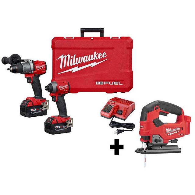 M18 FUEL 18-Volt Lithium-Ion Brushless Cordless Hammer Drill and Impact Driver Combo Kit (2-Tool) With Jigsaw