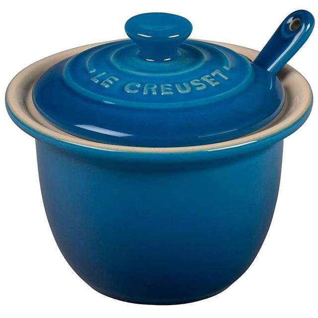 Le Creuset Stoneware Condiment Pot with Spoon, 6.75 oz. (4"), Marseille