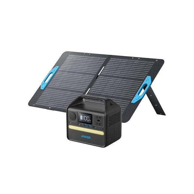 Anker 521 Portable Power Station Upgraded with LiFePO4 Battery, 256Wh 6-Port PowerHouse, 300W (Peak 600W) Solar Generator with 100W Solar Panel, 2 AC Outlets, 60W USB-C PD Output, Outdoor Generator